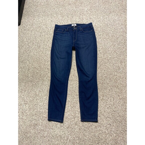 32 Paige High-Rise Dark Wash Hoxton Ankle Skinny - Picture 2 of 9